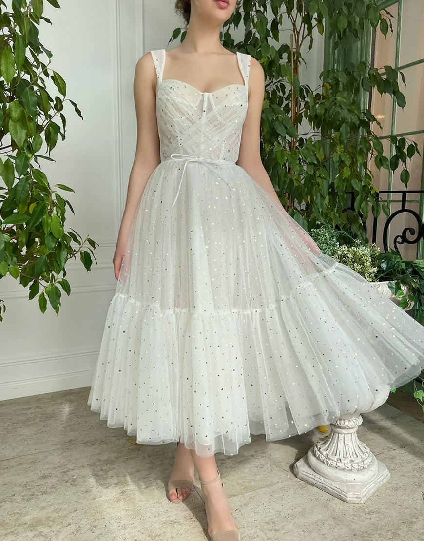 Amie | Straps Short Tulle White Homecoming Dress - Prom Dress - DYAVOR®