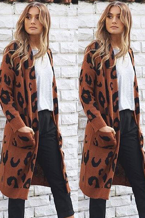 Chancery Leopard Print Knit Sweater Coat - 8 Colors - Top - DYAVOR®