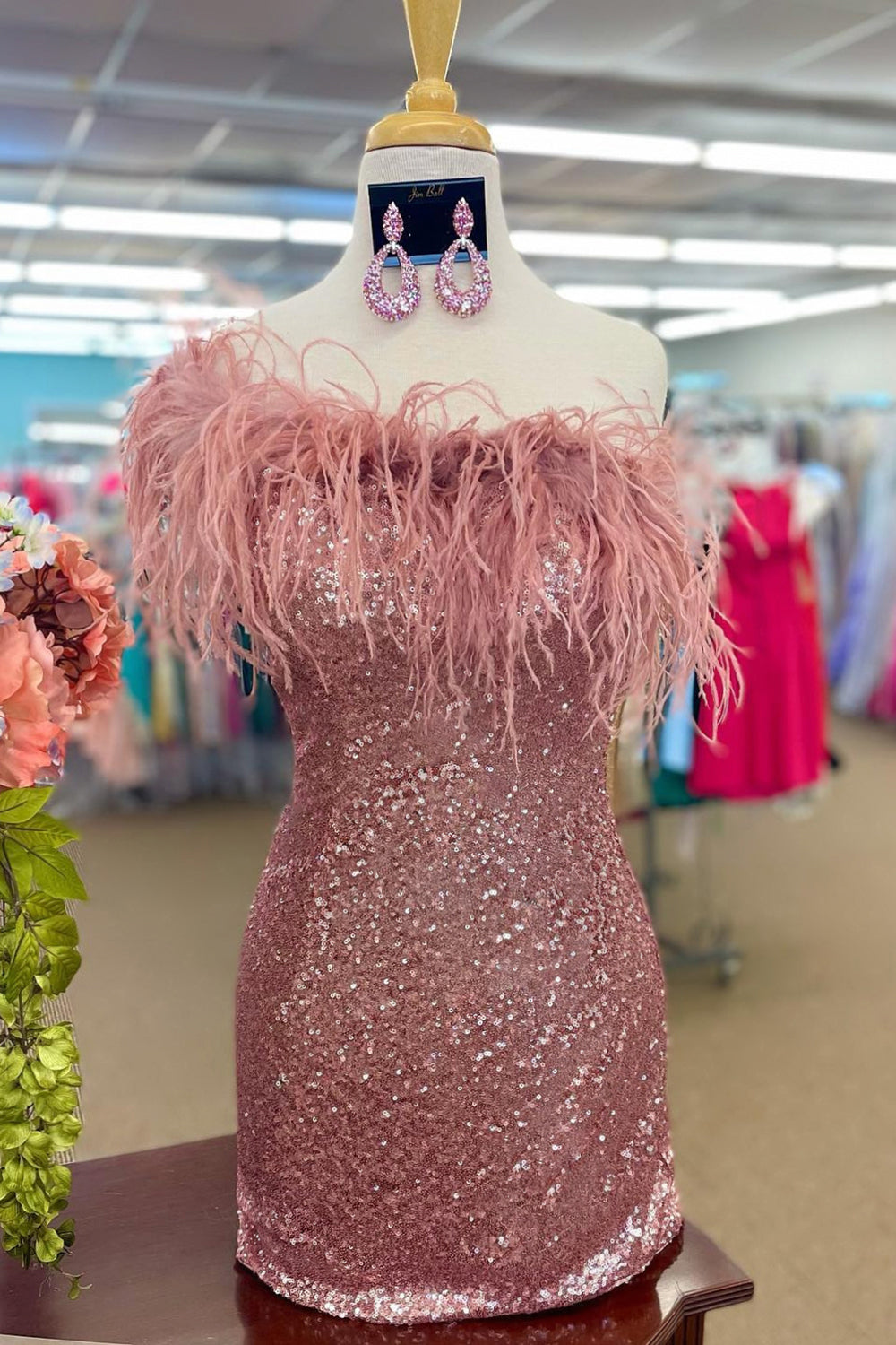 Florence | Light Blue Sparkly Tight Sequins Homecoming Dress with Feathers - Prom Dress - DYAVOR®