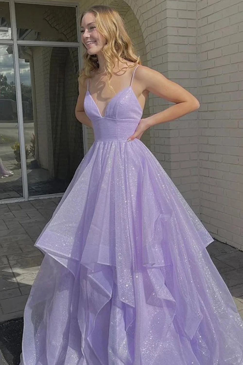 Lupe |A Line Spaghetti Straps Long Prom Dress with Ruffles - Prom Dress - DYAVOR®