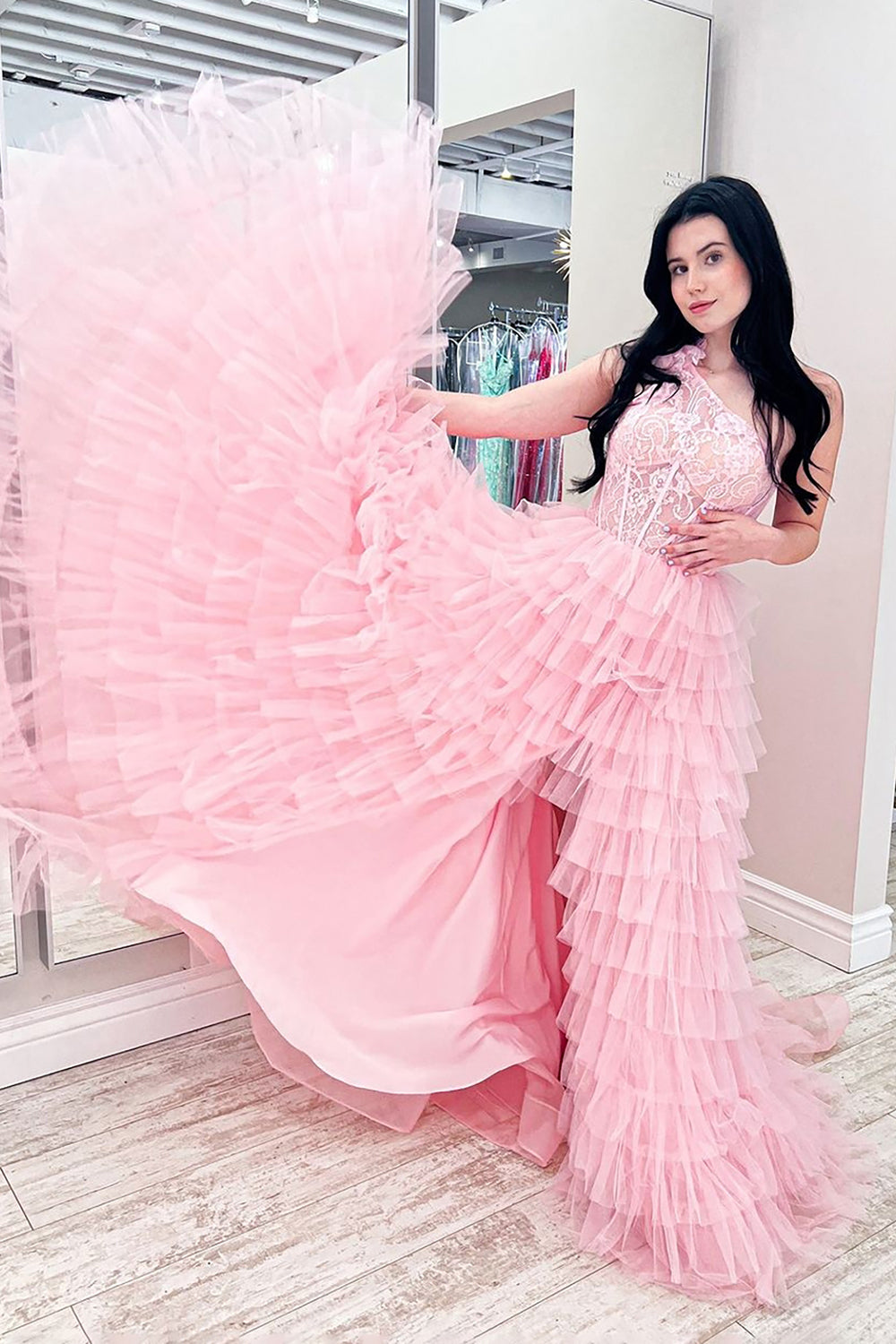 Kinsley | A Line One Shoulder Tiered Long Prom Dress - Prom Dress - DYAVOR®