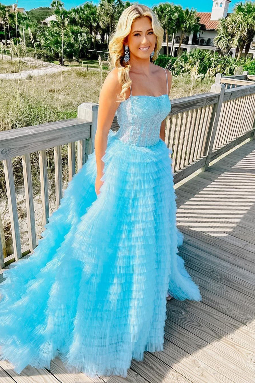 Caroline | A Line Spaghetti Straps Corset Ruffled Prom Dress - Prom Dress - DYAVOR®