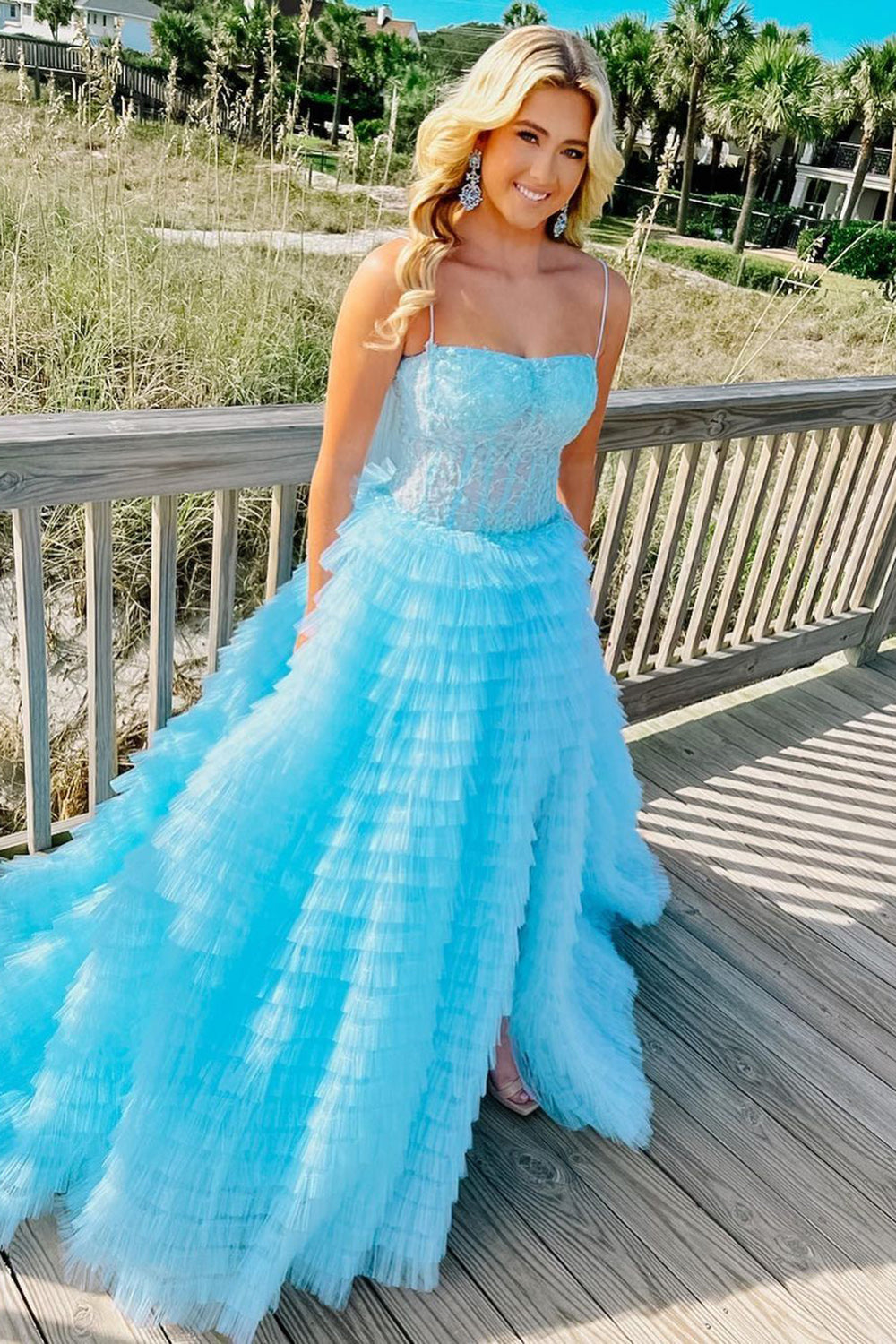 Caroline | A Line Spaghetti Straps Corset Ruffled Prom Dress - Prom Dress - DYAVOR®