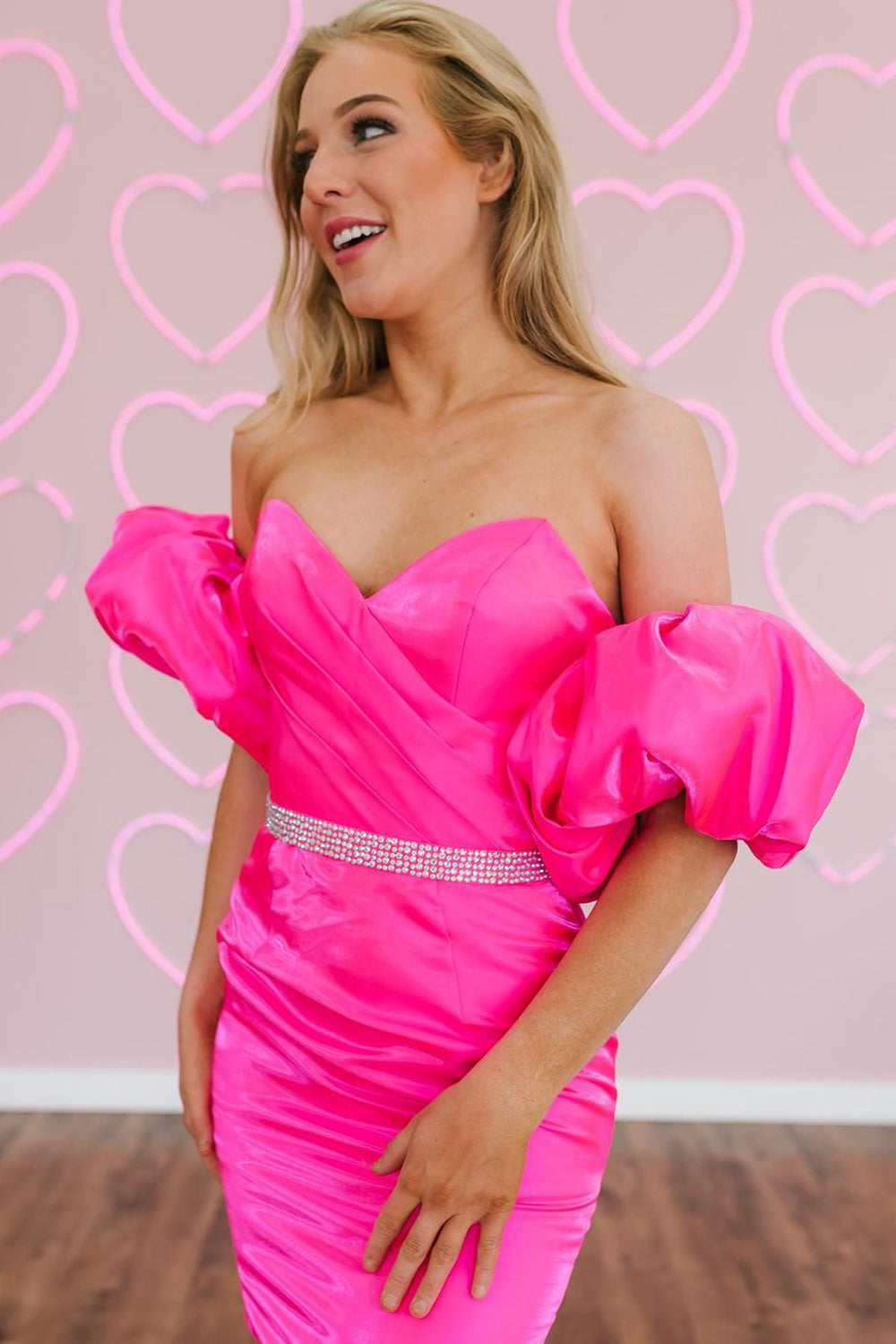 Ayla |Sheath Hot Pink Short Homecoming Dress with Beading - Homecoming Dress - DYAVOR®