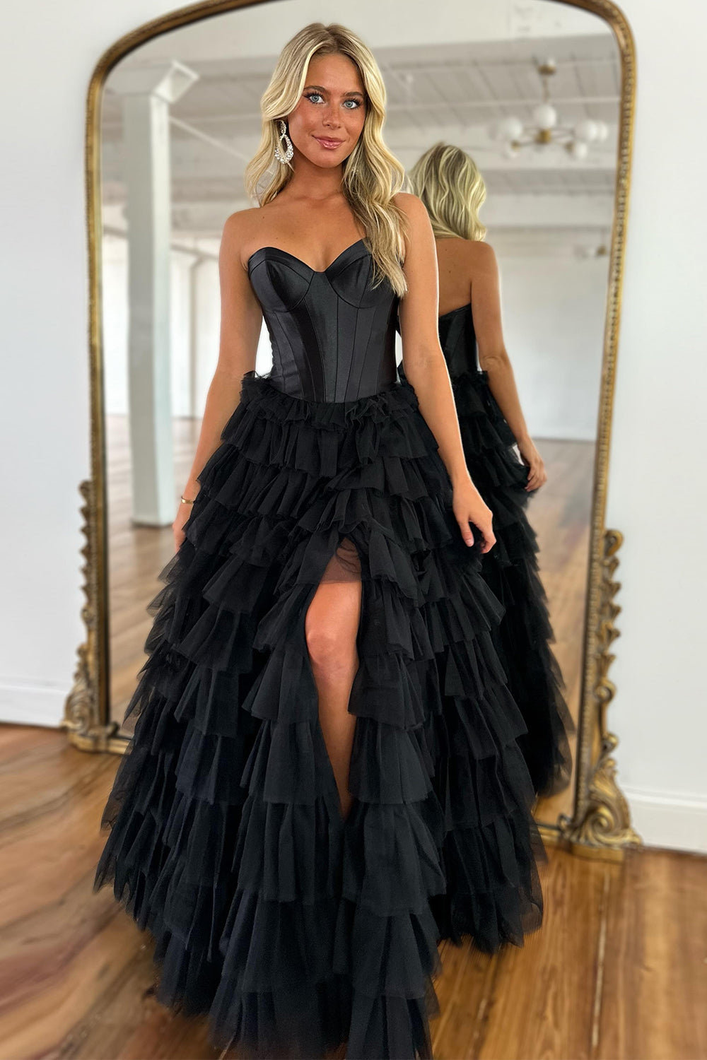 Harmony |A-Line Sweetheart Tiered Tulle Prom Dress with Slit - Prom Dress - DYAVOR®