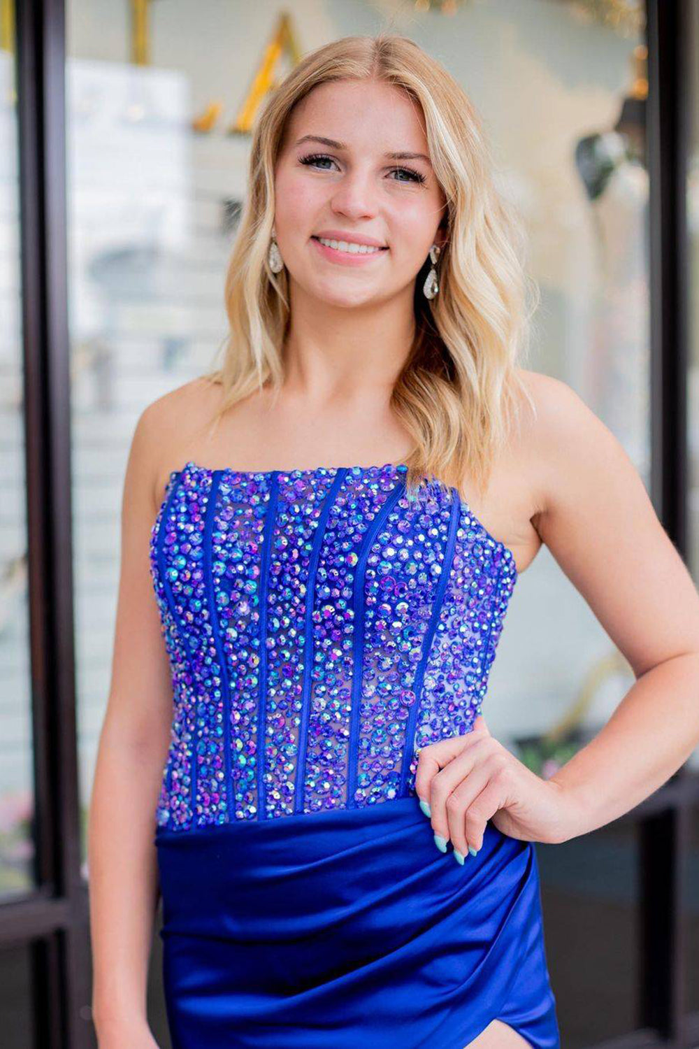 Karter |Sheath Strapless Satin Prom Dress with Slit - Prom Dress - DYAVOR®