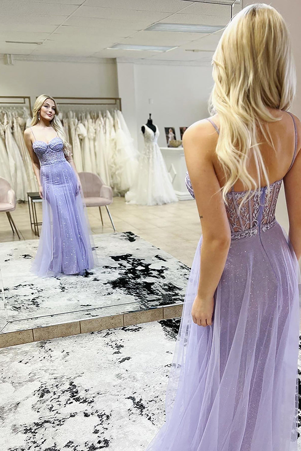Karsyn | Mermaid Spaghetti Straps Purple Corset Prom Dress with Slit - Prom Dress - DYAVOR®