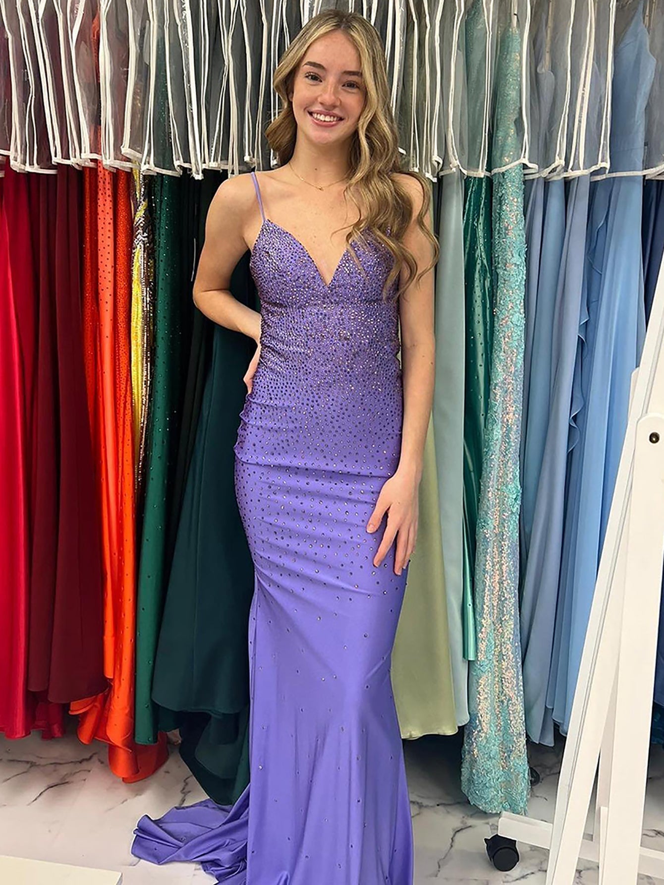 Avayah | Mermaid Blue V-Neck Long Prom Dress - Prom Dress - DYAVOR®