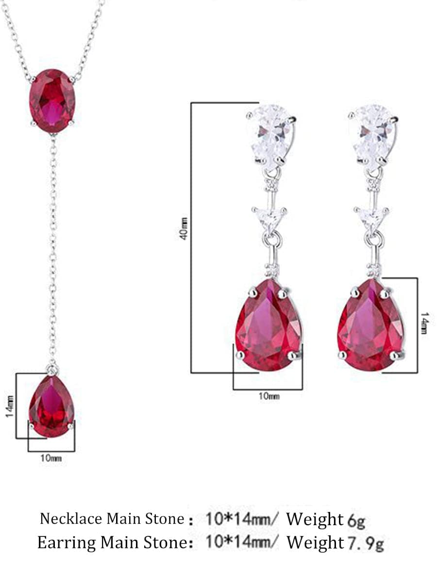 Waterdrop Zircon Earrings Necklace Lucky Set MSN110820 - Apparel & Accessories - DYAVOR®
