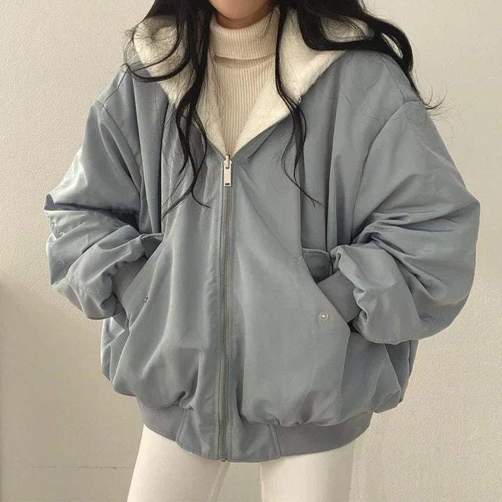 Kristin - thick parka hooded jacket with zipper - - DYAVOR®