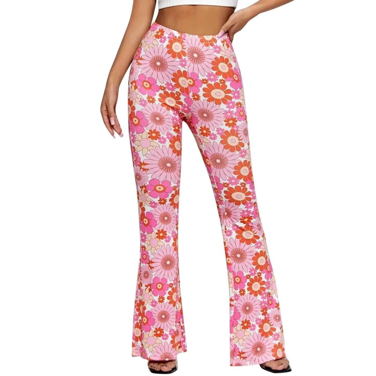 Flared Pants - Floral Print - Elastic Waist - 05/112024 1 - DYAVOR®