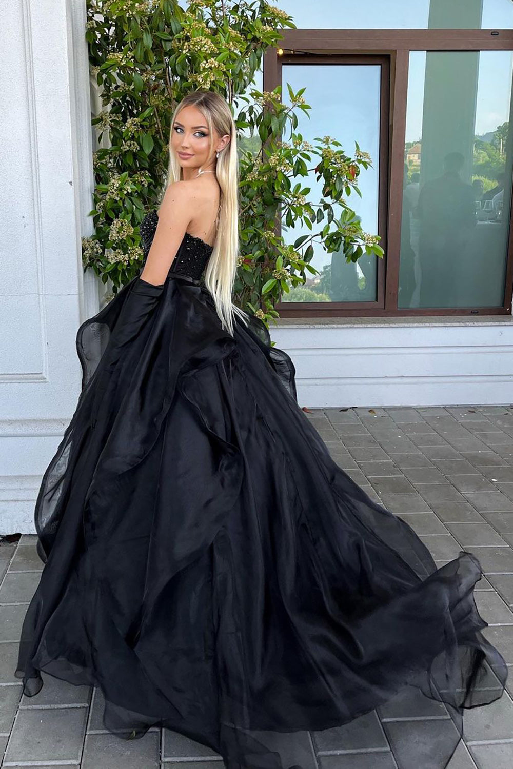 Qiara |A Line Sweetheart Black Long Prom Dress with Beading - Prom Dress - DYAVOR®