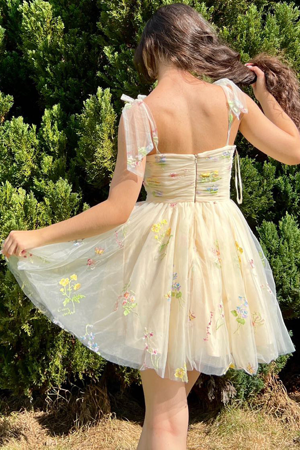 Lucia |A Line Short Floral Embroidery Homecoming Dress - Homecoming Dress - DYAVOR®