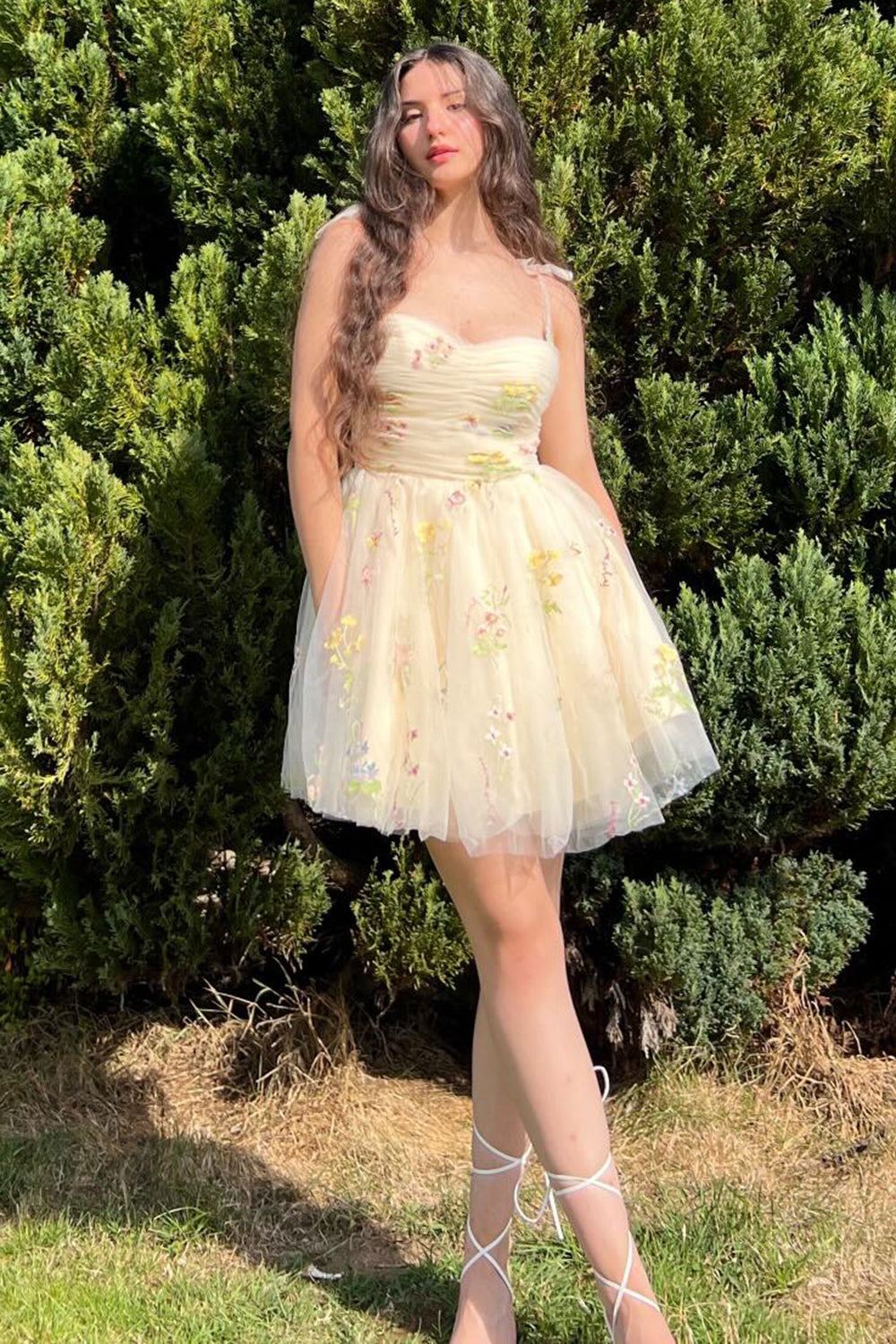 Lucia |A Line Short Floral Embroidery Homecoming Dress - Homecoming Dress - DYAVOR®
