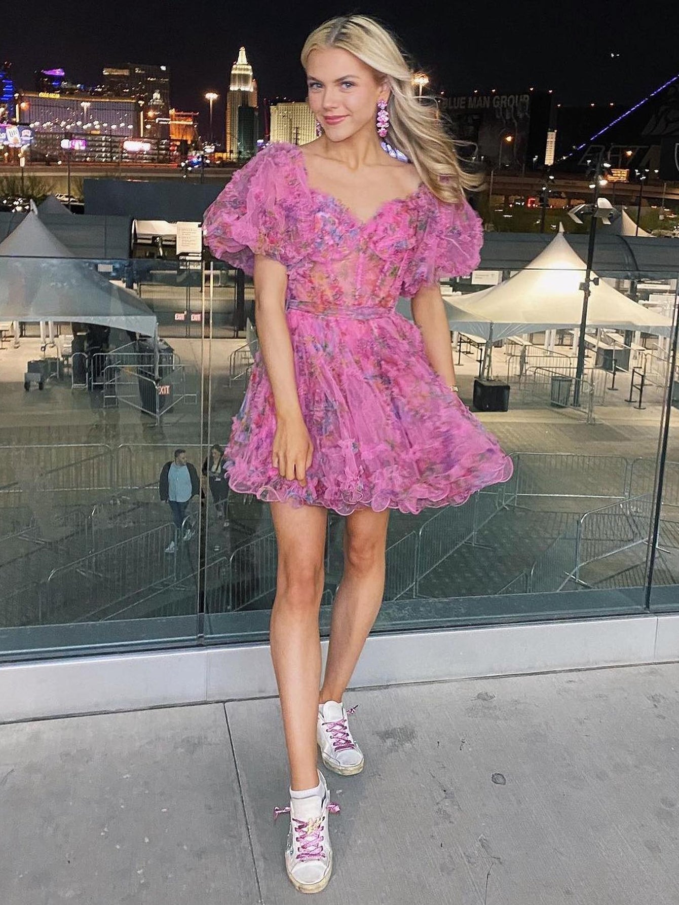 Ivana | Pink A Line Off the Shoulder Floral Printed Homecoming Dress - Homecoming Dress - DYAVOR®