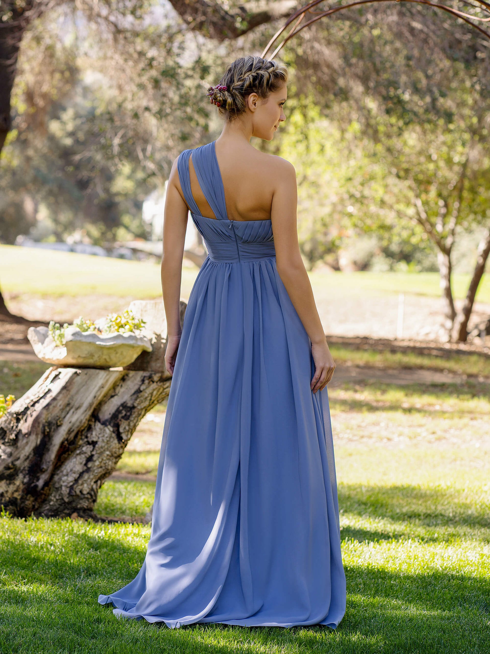 A-Line One-Shoulder Floor-Length Chiffon Bridesmaid Dress - Prom Dresses - DYAVOR®