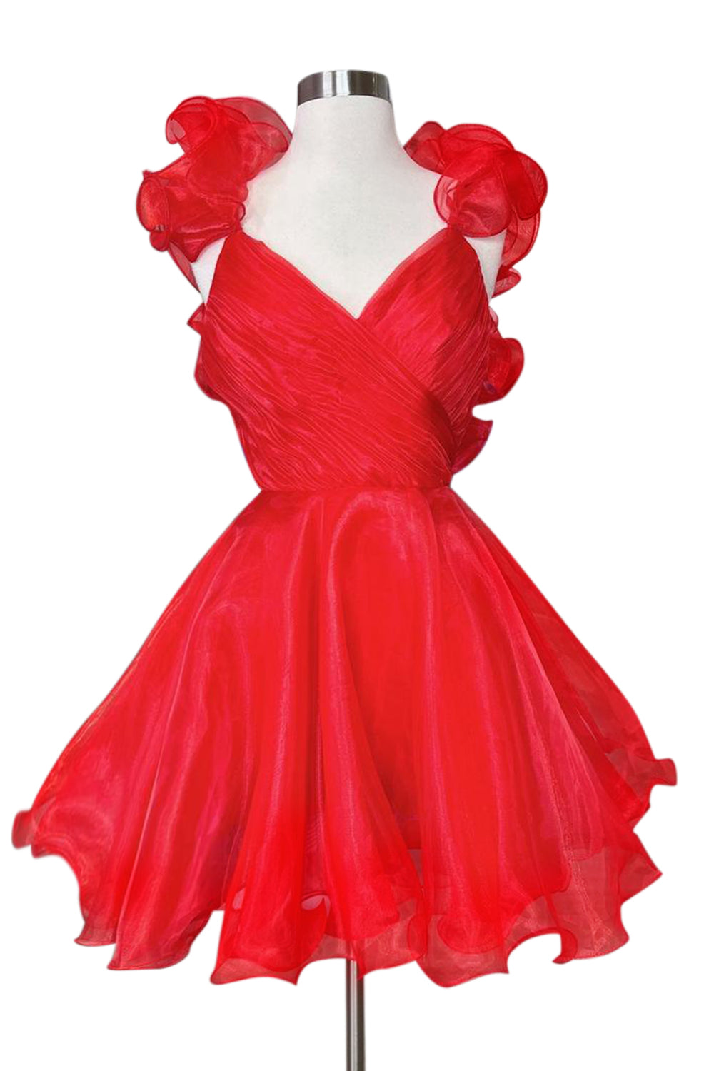 Nerissa |A Line Organza V Neck Homecoming Dress - Homecoming Dress - DYAVOR®