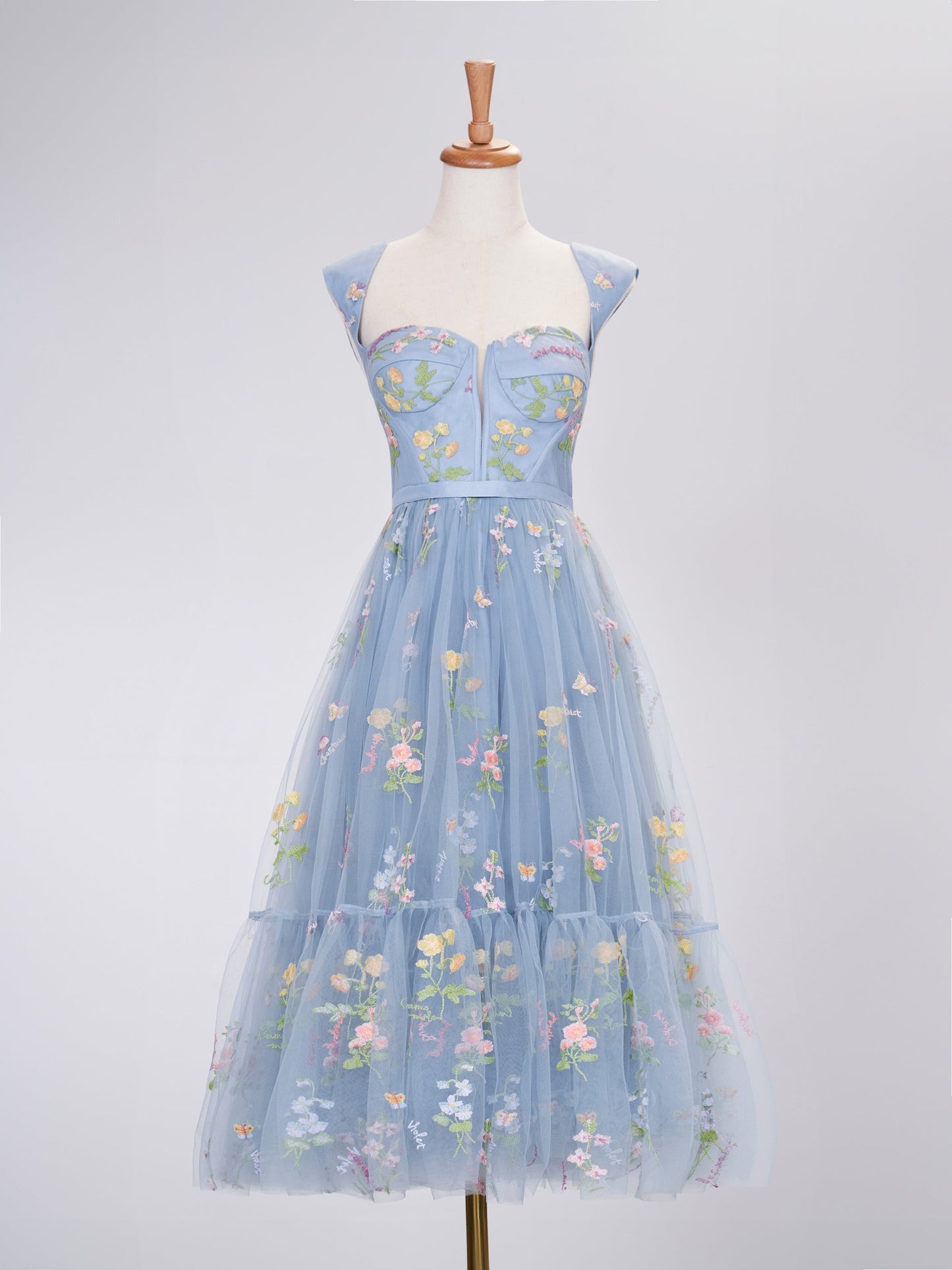 A Line Sweetheart Dusty Blue Long Prom Dress with Embroidery - Cocktail Dress - DYAVOR®