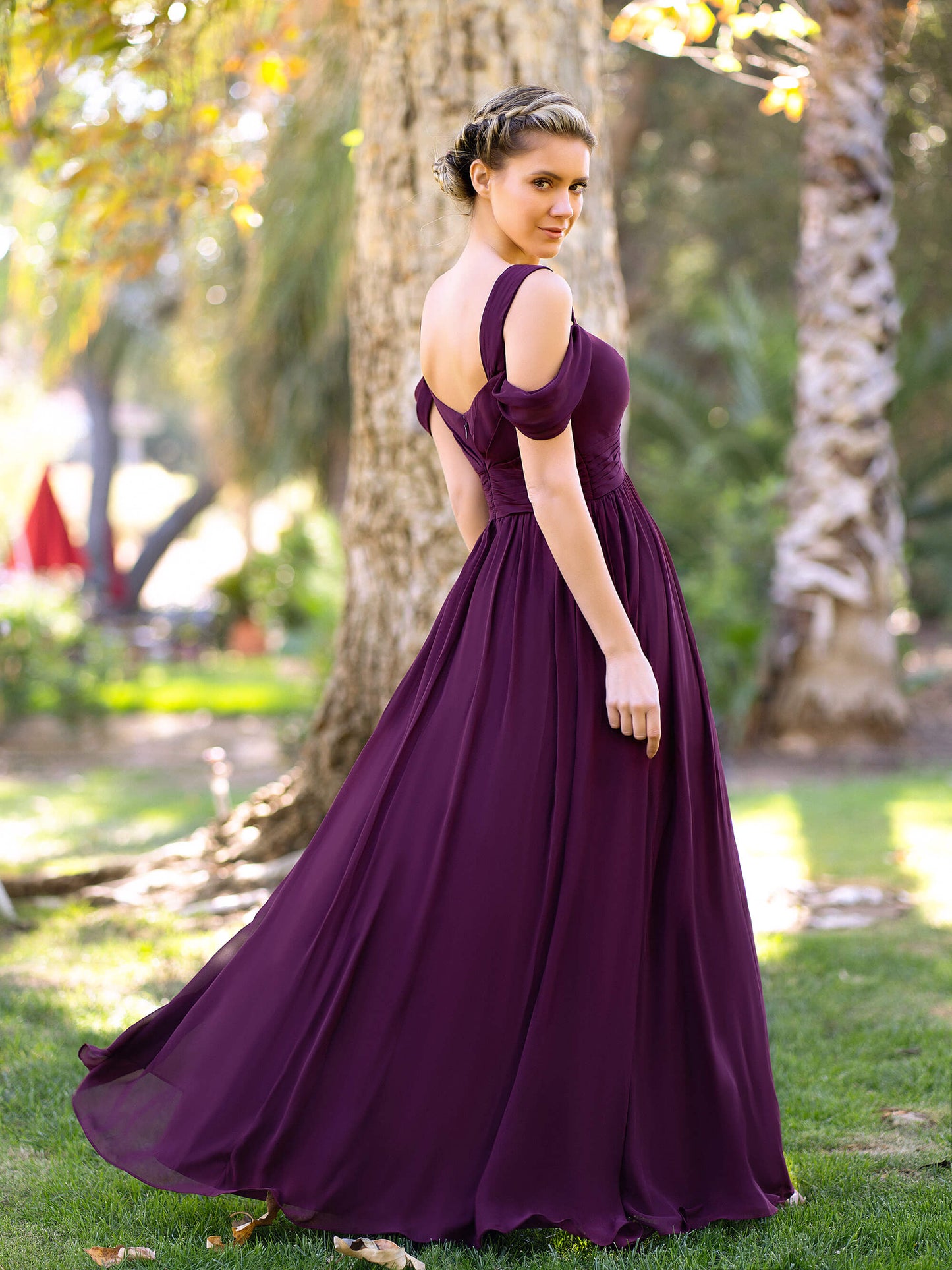 A-Line V-neck Floor-Length Chiffon Bridesmaid Dress - Prom Dresses - DYAVOR®