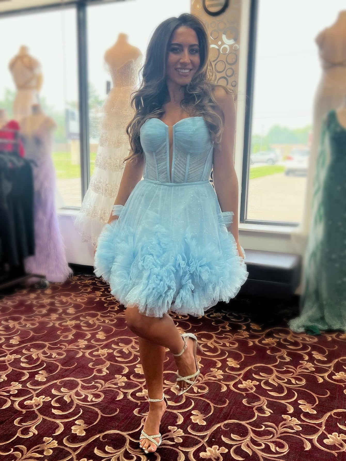 Yara |A-Line V Neck Short Tulle Homecoming Dress - Homecoming Dress - DYAVOR®