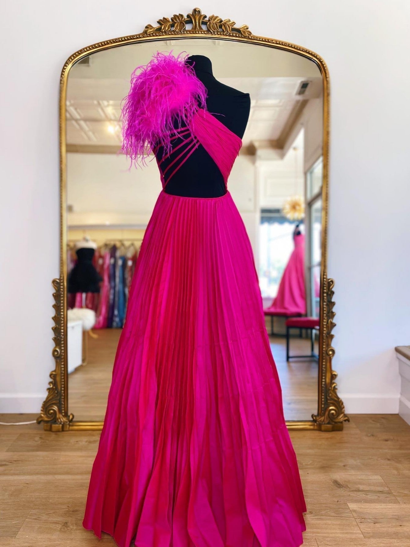 Raven |A Line Pleated One Shoulder Taffeta Prom Dress - Prom Dress - DYAVOR®