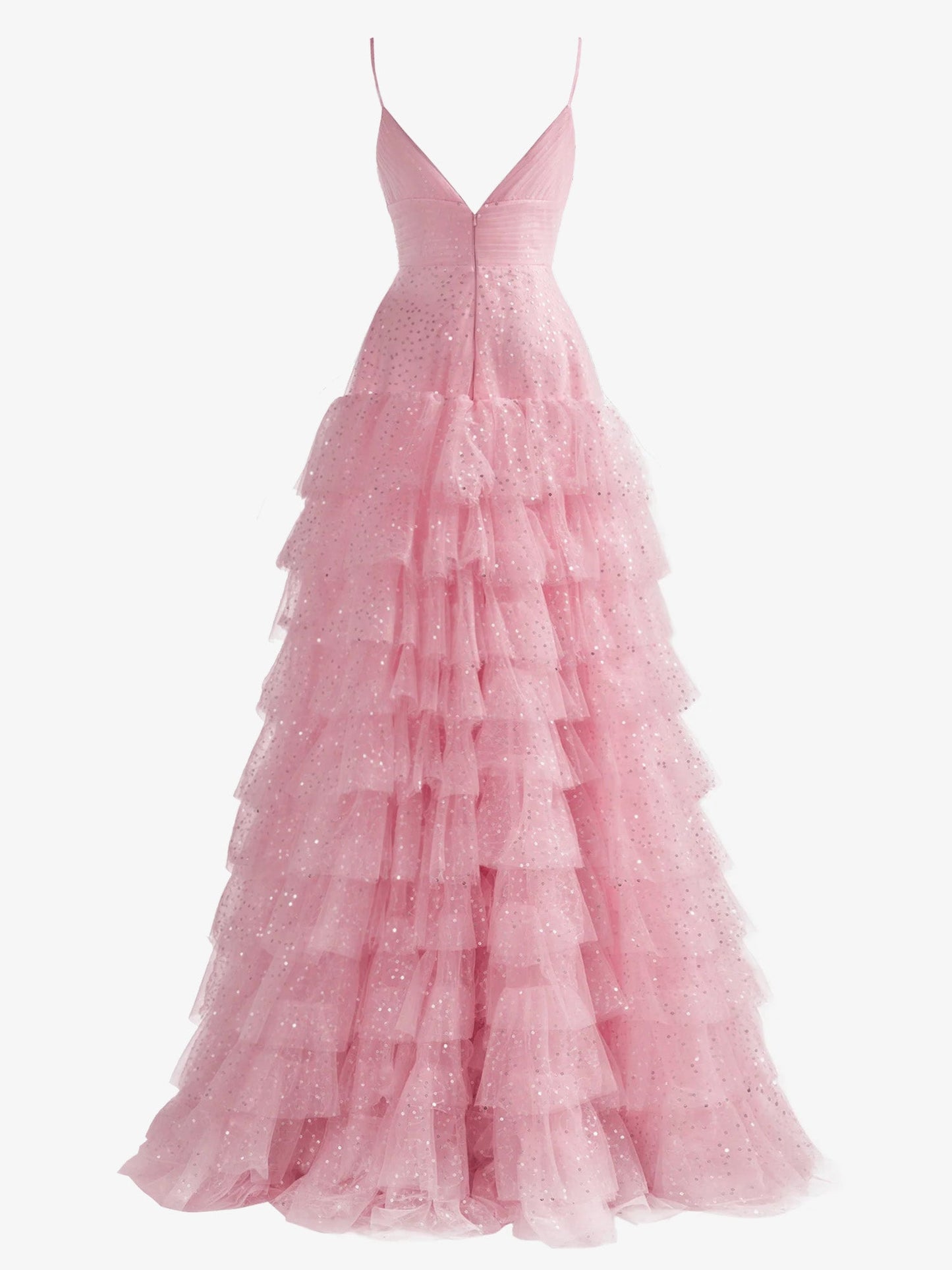 Alianna | Light Pink A-Line Tiered Spaghetti Straps Tulle Prom Dress - Prom Dress - DYAVOR®