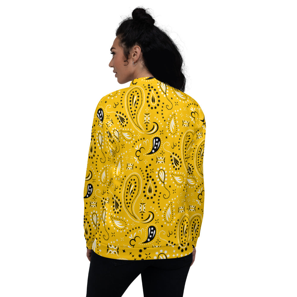 Yellow Paisley Unisex Bomber Jacket - Unisex Bomber Jacket - DYAVOR®