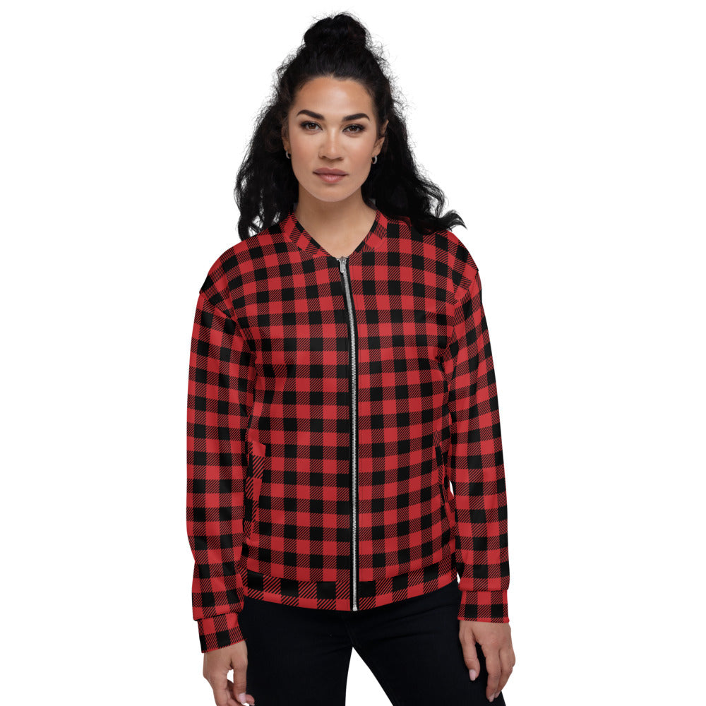 Buffalo-Plaid Unisex Bomber Jacket - Coats & Jackets - DYAVOR®