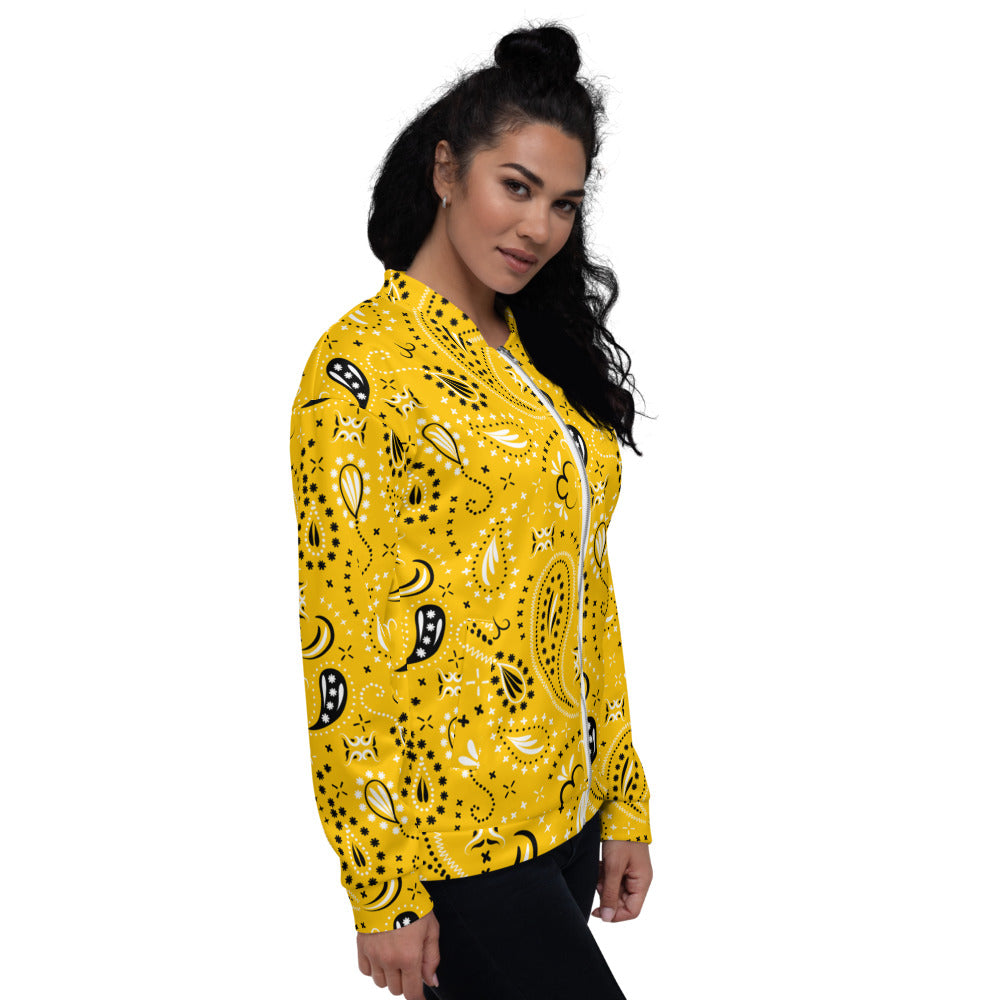 Yellow Paisley Unisex Bomber Jacket - Unisex Bomber Jacket - DYAVOR®