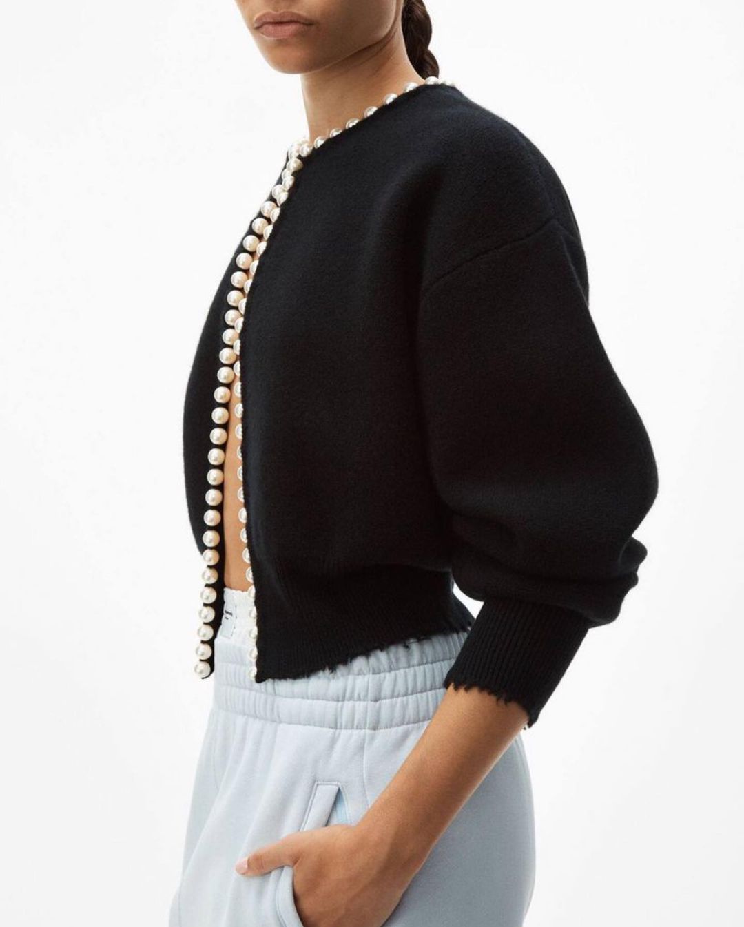 'Pearl Buttons' Black Cardigan - - DYAVOR®