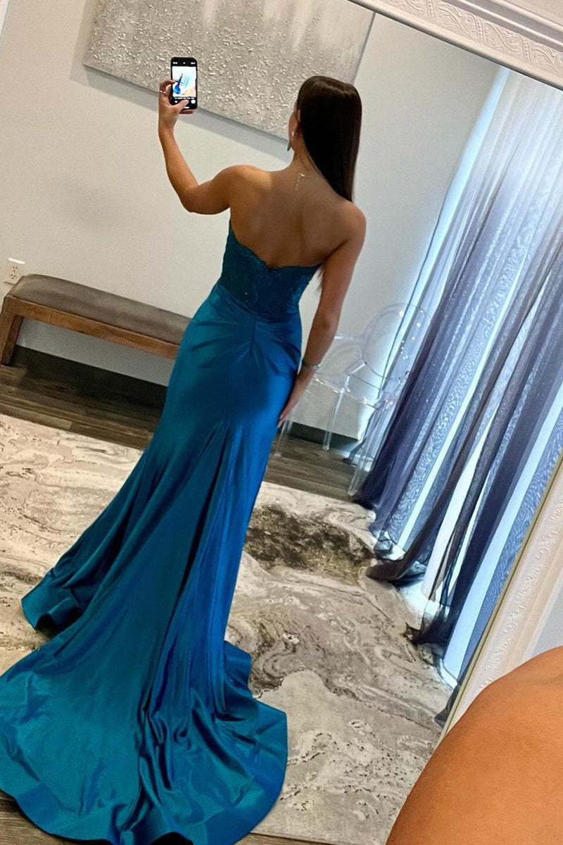 Royal Blue Strapless Mermaid Long Prom Dresses - Prom Dress - DYAVOR®