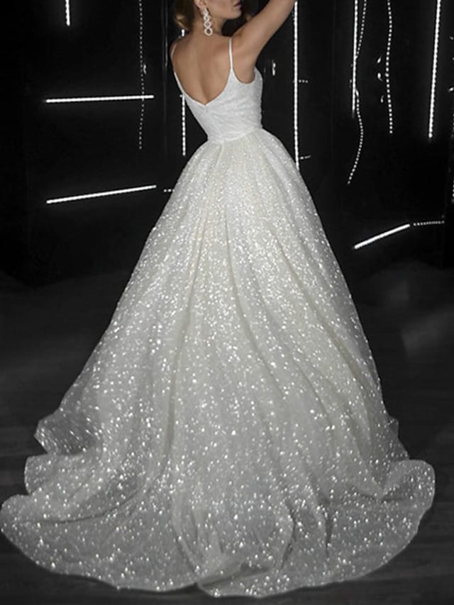 Noemi | Ball Gown Prom Dresses Glittering Dress Wedding Party Court Train Sleeveless Spaghetti Strap Tulle with Sequin - Prom Dress - DYAVOR®
