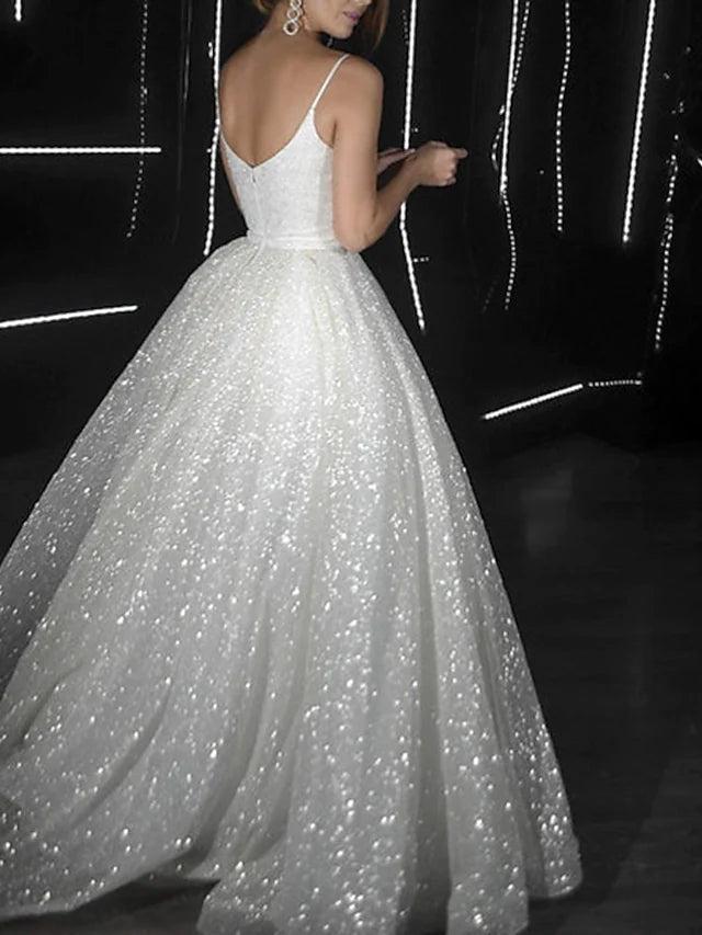Noemi | Ball Gown Prom Dresses Glittering Dress Wedding Party Court Train Sleeveless Spaghetti Strap Tulle with Sequin - Prom Dress - DYAVOR®