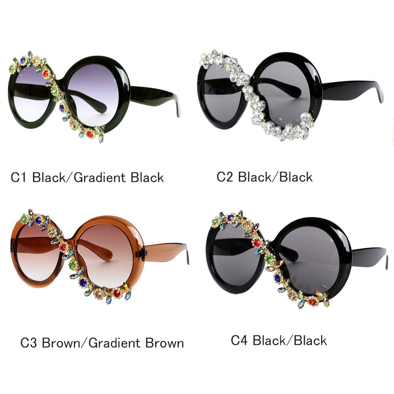 Women's Party Style Stone Luxury Designer Diamond Round Sunglasses - Women Sunglasses - DYAVOR®