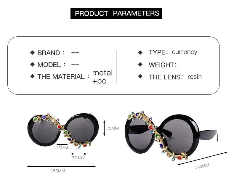 Women's Party Style Stone Luxury Designer Diamond Round Sunglasses - Women Sunglasses - DYAVOR®