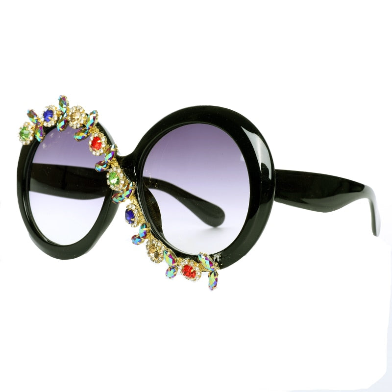 Women's Party Style Stone Luxury Designer Diamond Round Sunglasses - Women Sunglasses - DYAVOR®