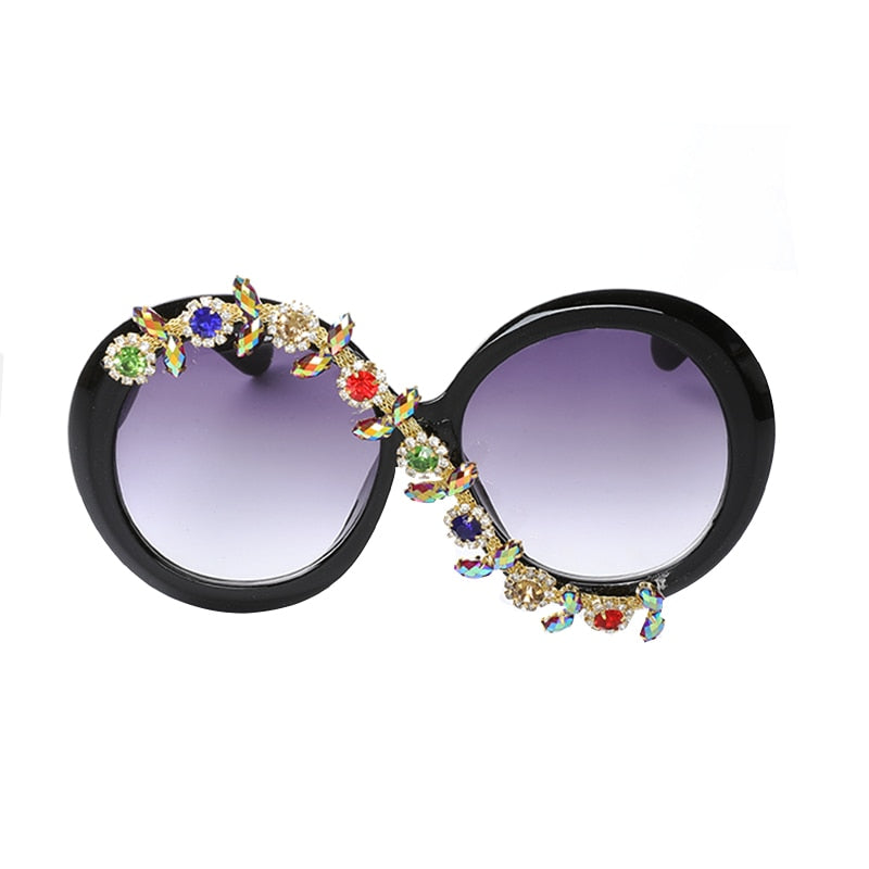 Women's Party Style Stone Luxury Designer Diamond Round Sunglasses - Women Sunglasses - DYAVOR®