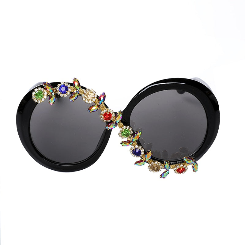 Women's Party Style Stone Luxury Designer Diamond Round Sunglasses - Women Sunglasses - DYAVOR®