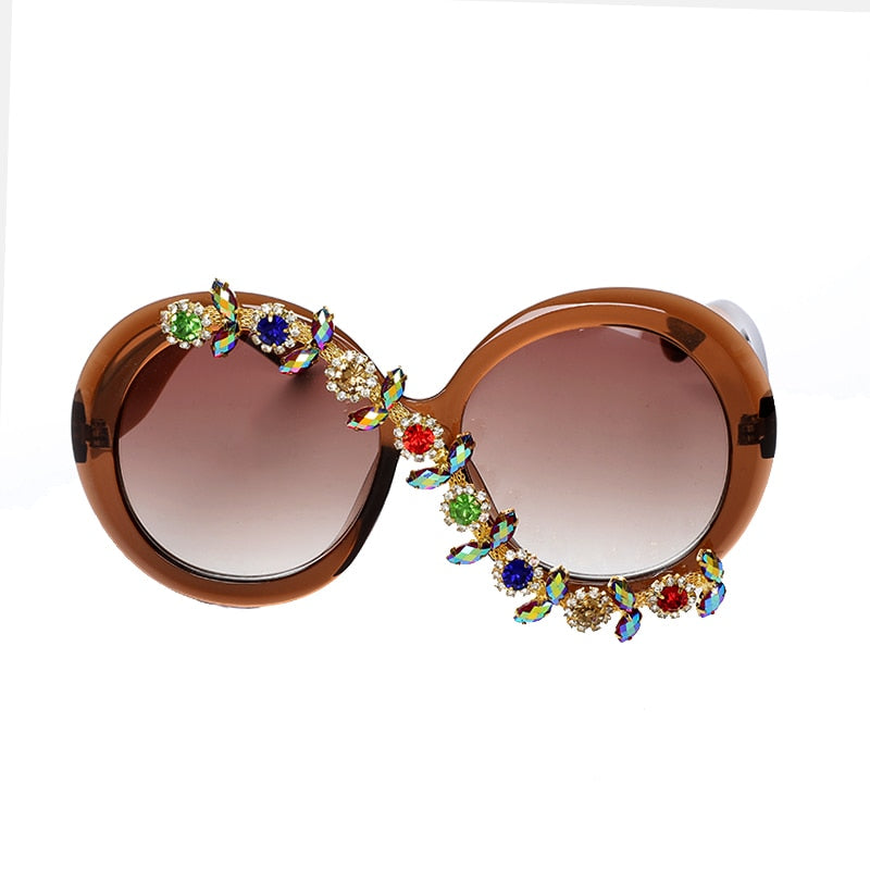 Women's Party Style Stone Luxury Designer Diamond Round Sunglasses - Women Sunglasses - DYAVOR®