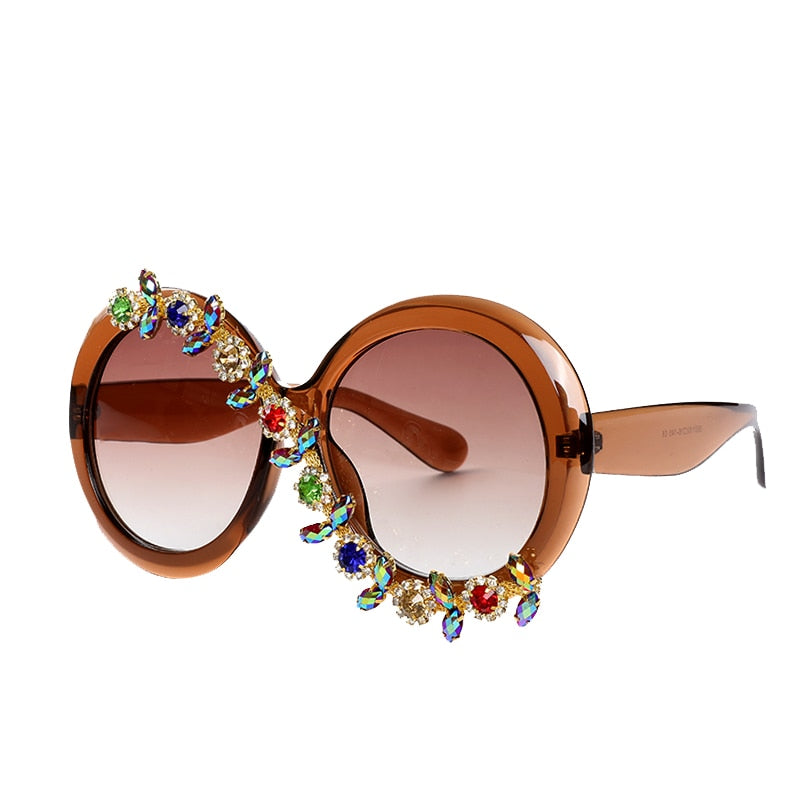 Women's Party Style Stone Luxury Designer Diamond Round Sunglasses - Women Sunglasses - DYAVOR®