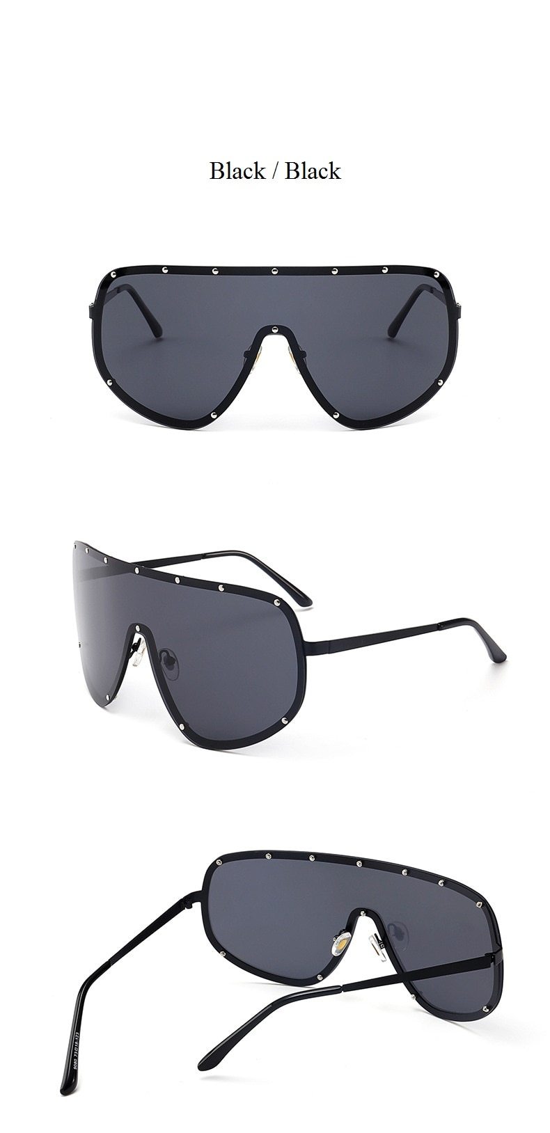 Black Shield Polarized Designer Rimless One Piece Sunglasses for Women - Women Sunglasses - DYAVOR®