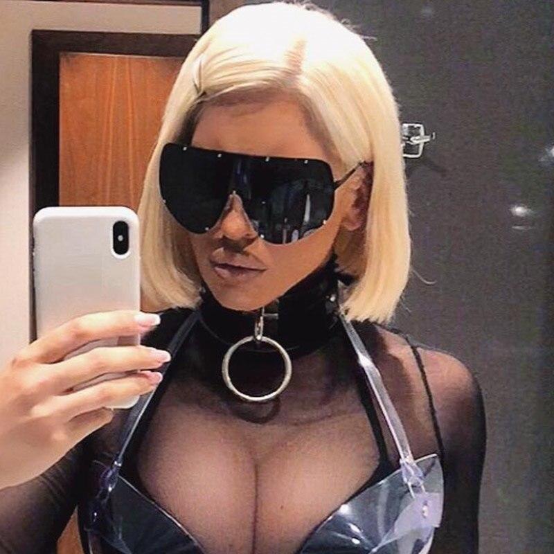 Black Shield Polarized Designer Rimless One Piece Sunglasses for Women - Women Sunglasses - DYAVOR®