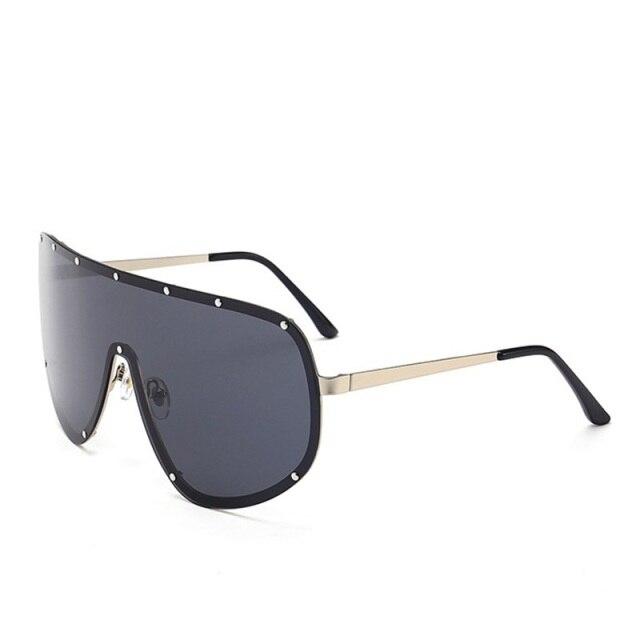 Black Shield Polarized Designer Rimless One Piece Sunglasses for Women - Women Sunglasses - DYAVOR®