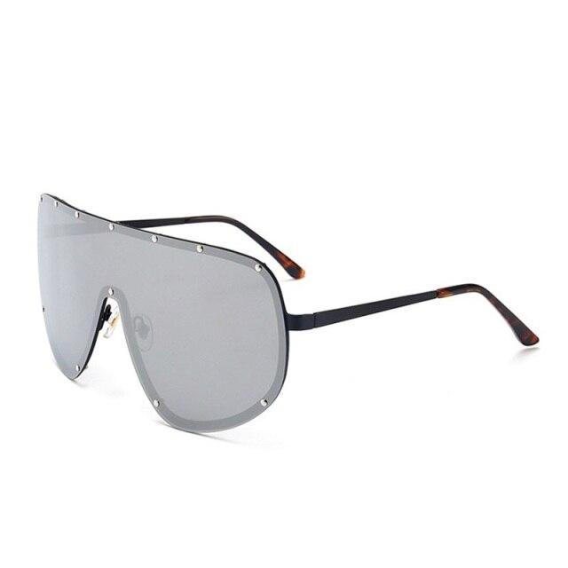 Black Shield Polarized Designer Rimless One Piece Sunglasses for Women - Women Sunglasses - DYAVOR®