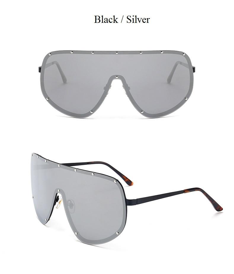 Black Shield Polarized Designer Rimless One Piece Sunglasses for Women - Women Sunglasses - DYAVOR®