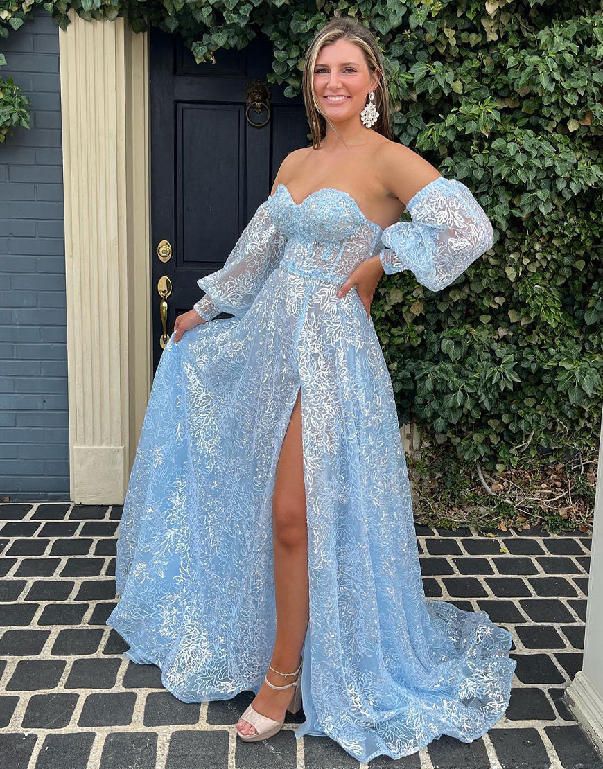 Raya |A-Line Sweetheart Lace Prom Dress with Sleeves - Prom Dress - DYAVOR®