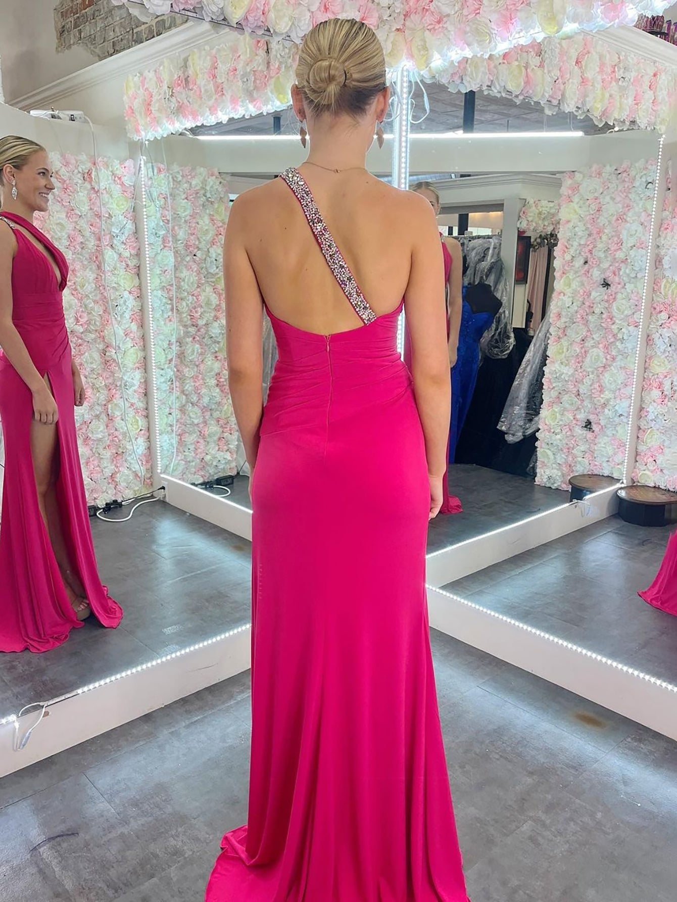 Teresa | Mermaid One Shoulder Pink Cutout Long Prom Dress - Prom Dress - DYAVOR®