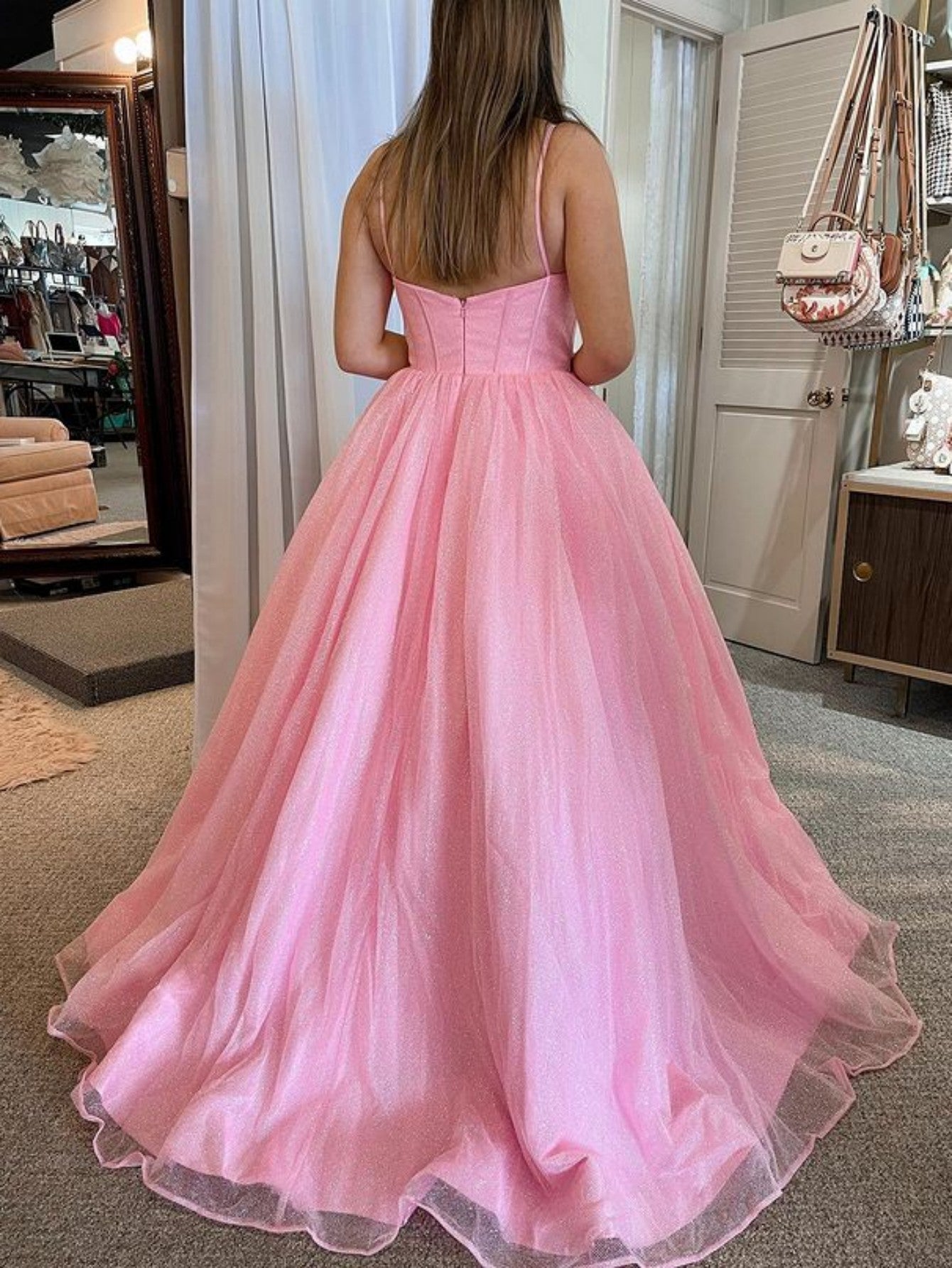 Julissa |A Line Glitter Tulle Prom Dress with Pockets - Prom Dress - DYAVOR®