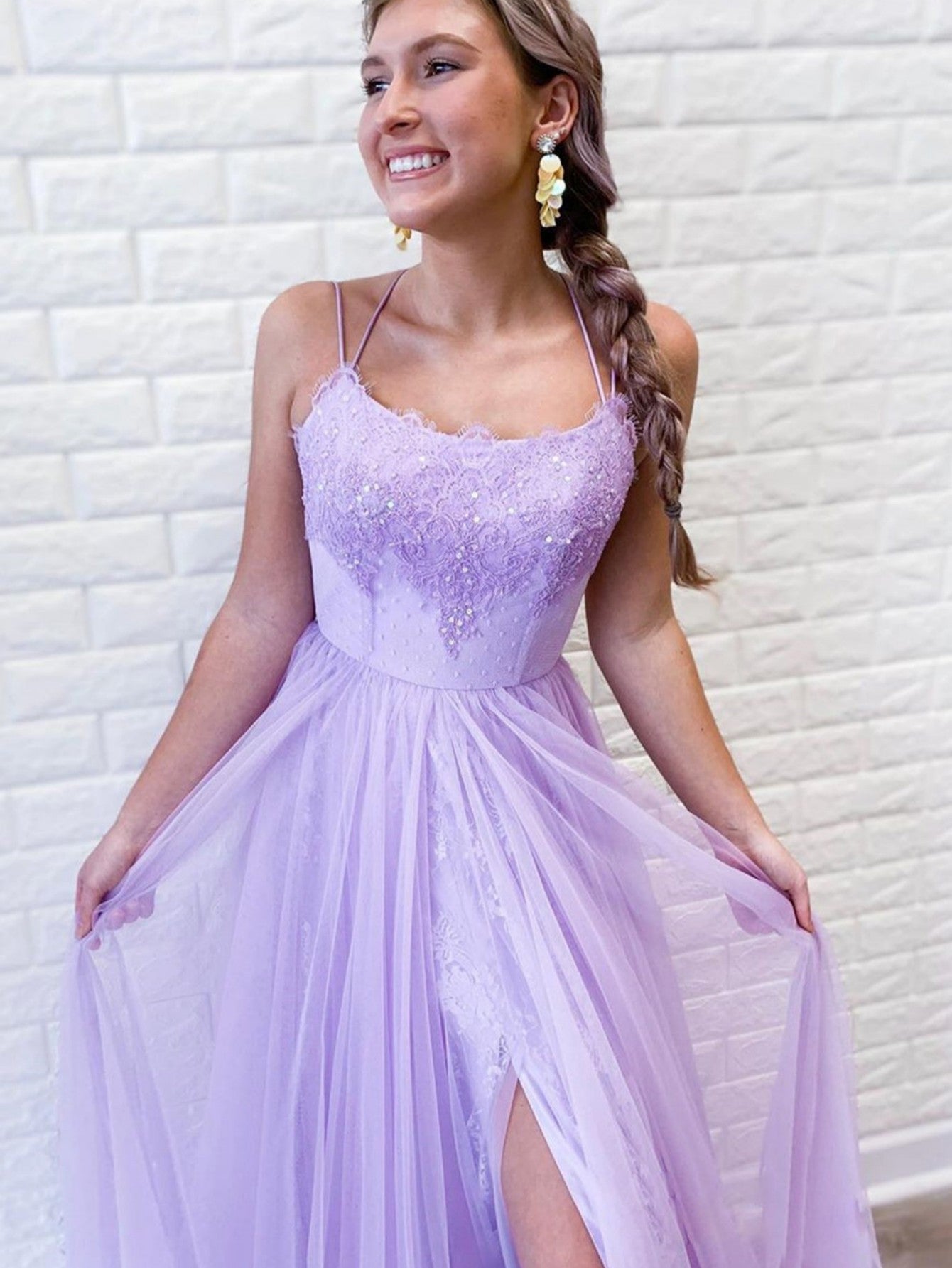 A Line Purple Backless Tulle Long Prom Dress - Prom Dress - DYAVOR®