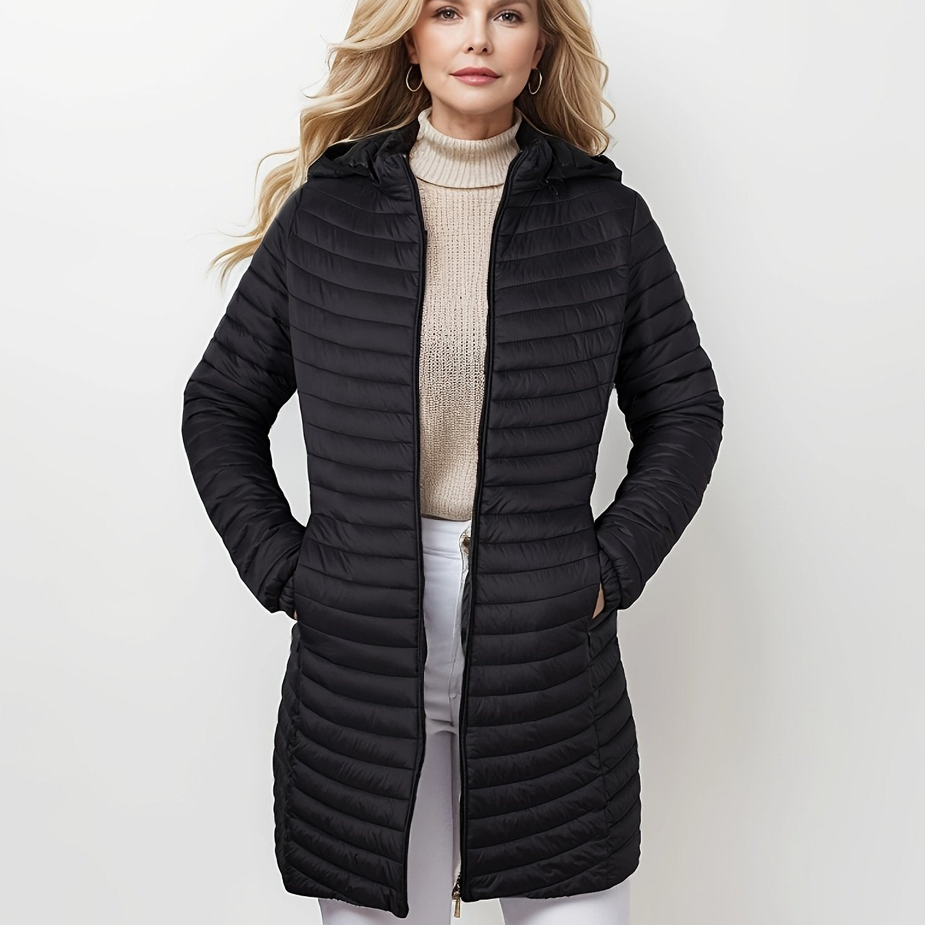 Sara | Casual quilted jacket with hood and zipper front - 07/112024 1 - DYAVOR®